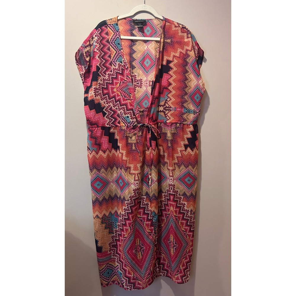 Ashley Stewart Plus Size 22/24 Duster Beach Cover Up Maxi Boho Tribal Hippie